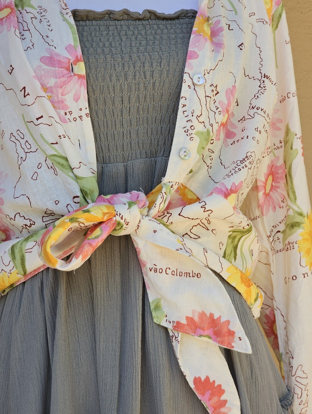 Calypso St. Barth Novelty Print Floral Vacation Destination Map 100% Linen SZ XL - Picture 10 of 15